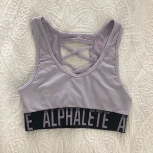 LIGHT PURPLE ALPHALETE SPORTS BRA